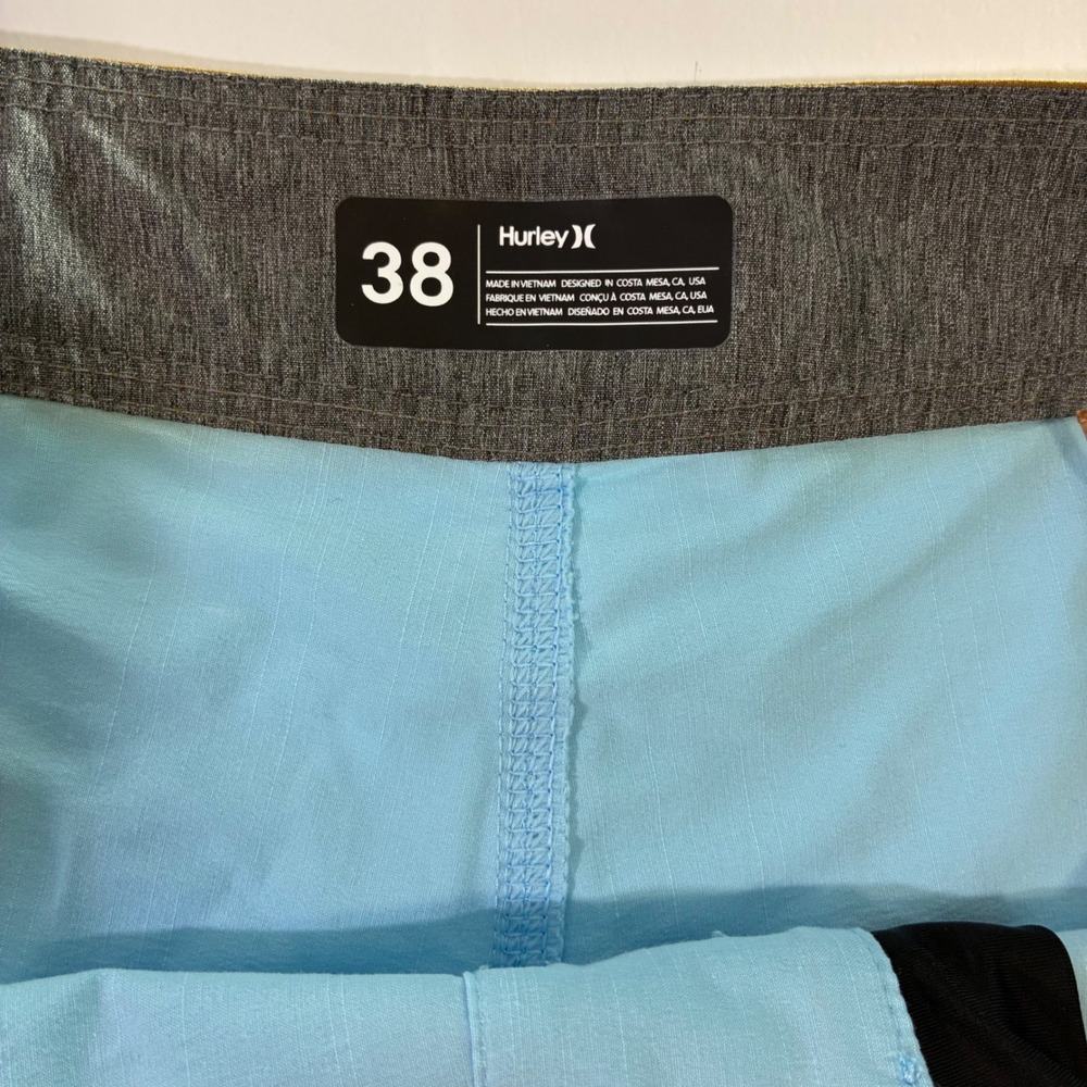 Hurley Phantom Mens Board Shorts Blue Leopard Stripe Swim Trunks 38 MBS0011450 - Picture 3 of 12